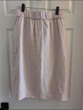 J. Crew Pastel Pink Elastic-Waist 100 % Linen Pencil Skirt
